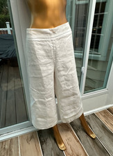 Talbots White Linen Wide Crop Pant - Size 12P