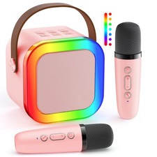 Mini Karaoke Machine: Portable Bluetooth Karaoke Speaker with 2 Wireless Micr...