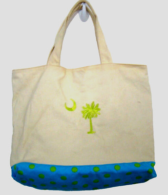 South Carolina Tote Bag Tree Moon Palmetto Pouches Green Blue Polka Dot Canvas