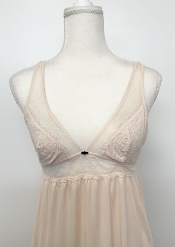 Eberjey sz S CReam Pink Sheer Lace Detail Modal Babydoll Nightgown Dress - Picture 2 of 8