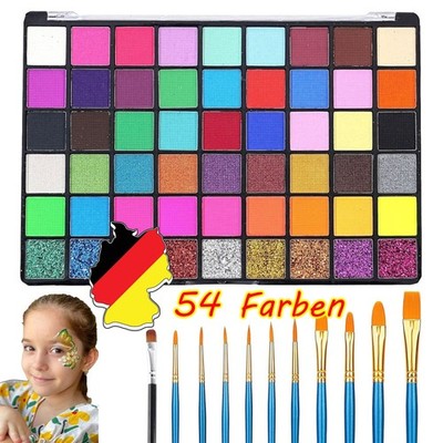 Kinderschminke Set 67 Stück 54 Farben Schminke Kinder Face Paint Gesichtsfarbe