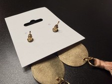 Gold Tone Round Disc Dangle Earrings Pink Tas...
