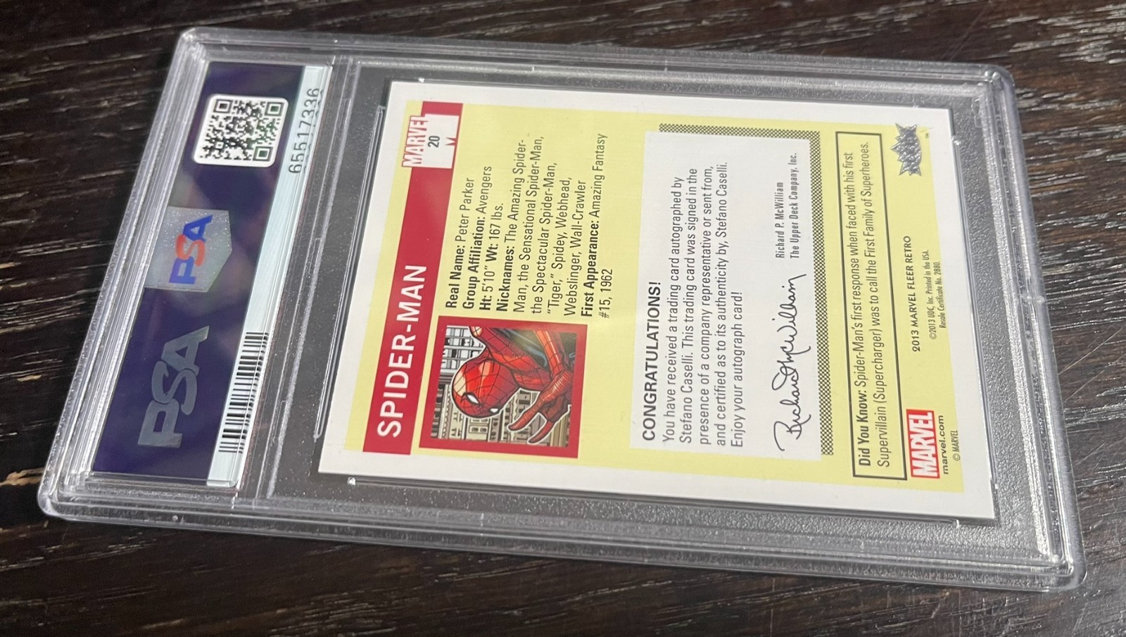 2013 Marvel Fleer Retro 1990 Impel Auto Spider-man Universe Caselli 20 PSA 10 view 6