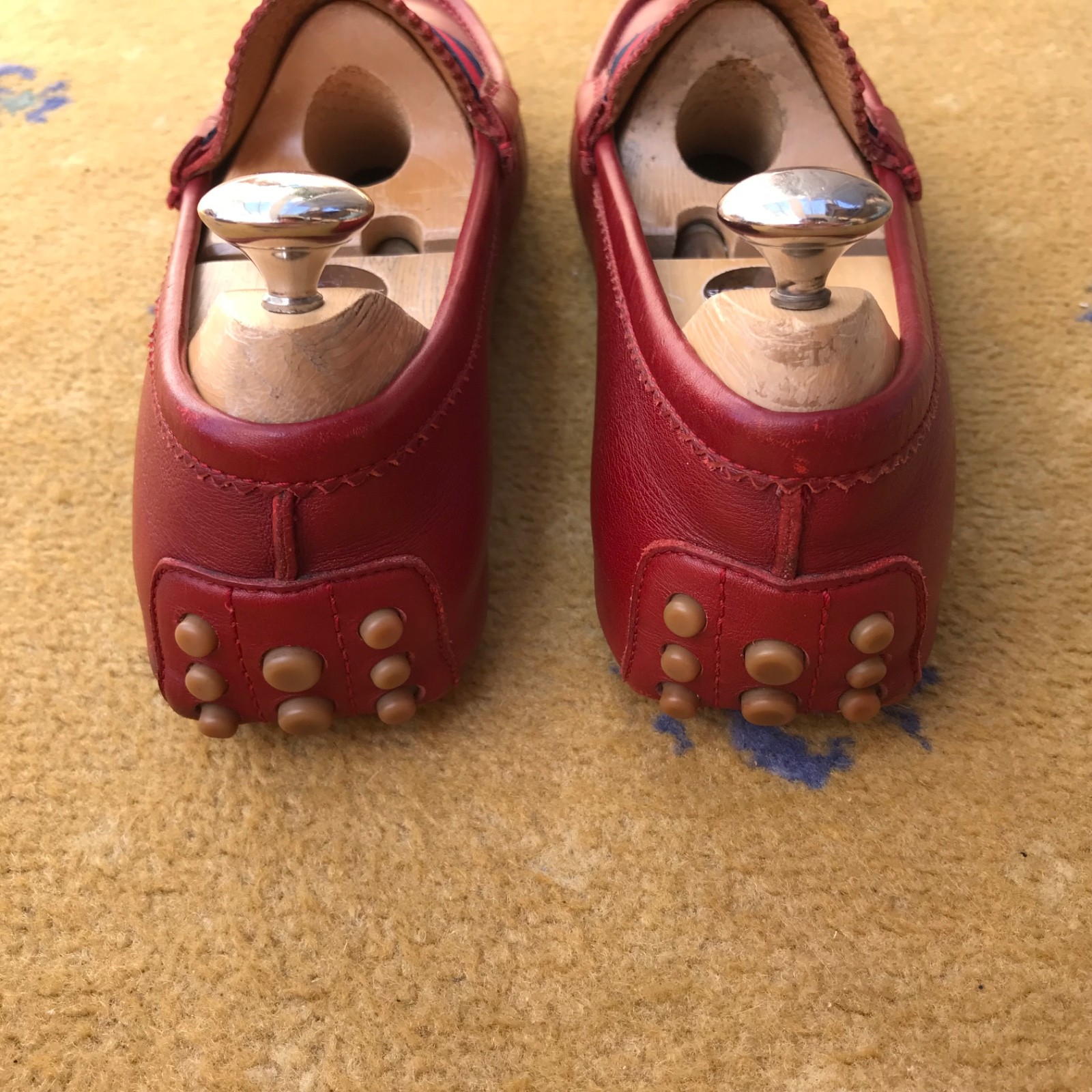 Gucci Loafers Leather Shoes Drivers Red Web Blue Mens US 7 UK 6.5 EU 40.5 thumbnail 5