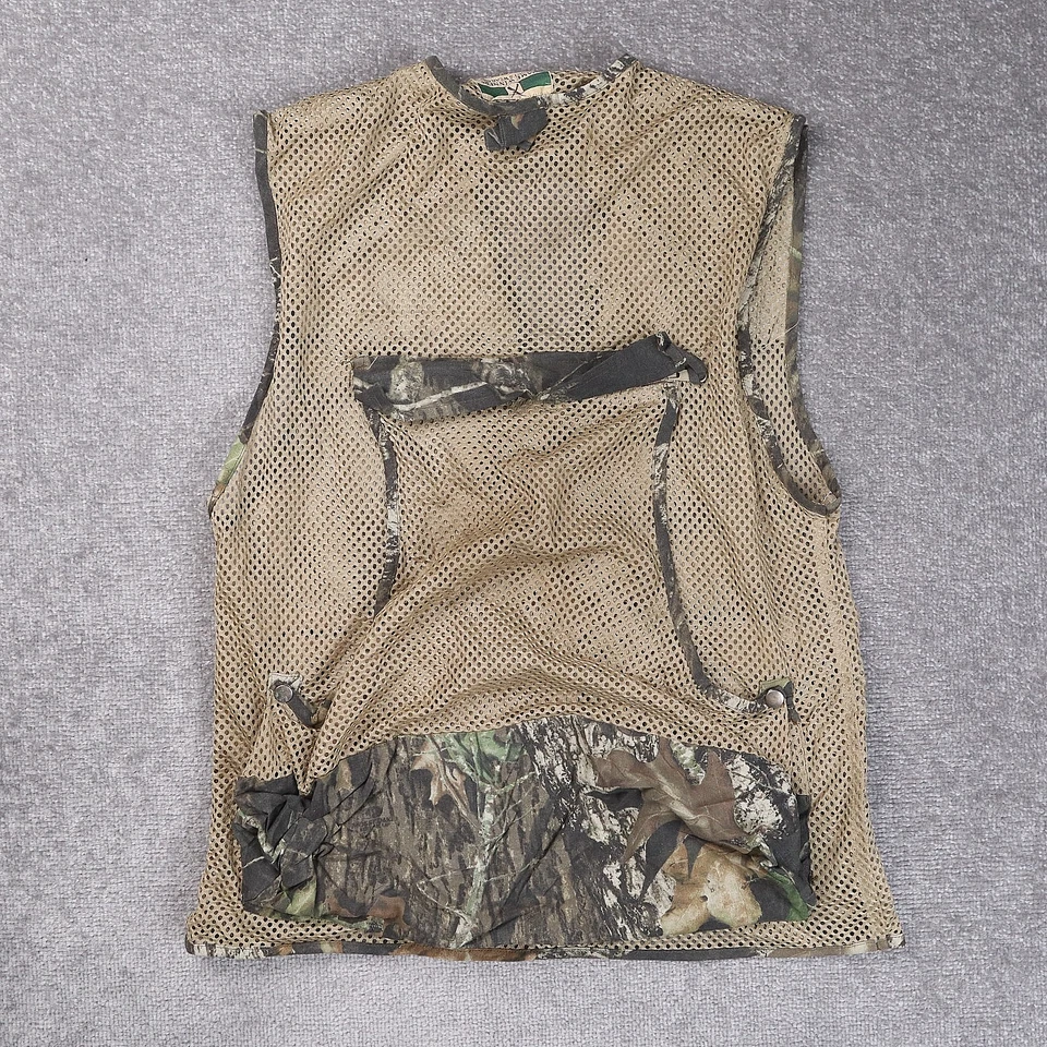 Chaleco Vintage Game Winner Caza Camuflaje Malla Mediano Sin Mangas Cremallera Completa Foto 2 de 4