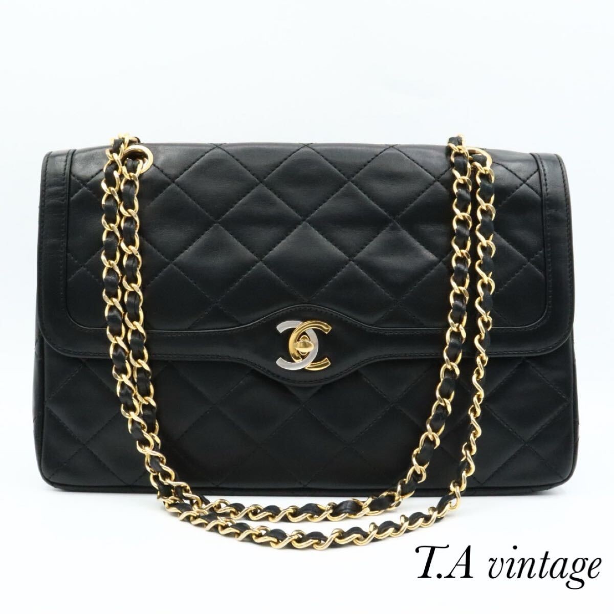 CHANEL Lambskin Paris Limited Edition W Flap Chain Shoulder Bag Excellent Condition