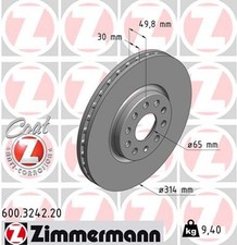 2x Bremsscheibe COAT Z ZIMMERMANN 600.3242.20 für VW SHARAN 7N1 7N2 TIGUAN SEAT