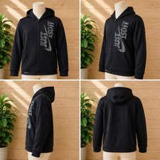 Nike Dri-Fit Hoodie Youth XL Black Just Do It Full Zip Sweatshirt Performance