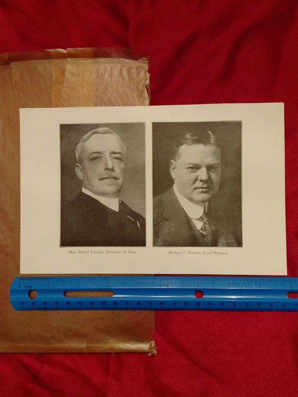 WWI Book Plate Herbert Hoover Food Dictator Robert Lansing 1917 Era Portrait