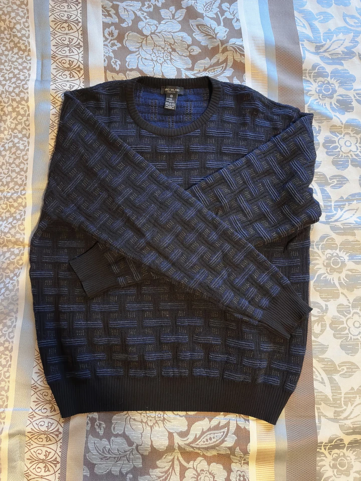 Suéter mediano vintage Mino Milano para hombre en tejido de lana azul/negro Foto 2 de 4