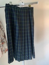 Vintage Requirements Pleated Skirt Women's 14 Blue Green Plaid Side Button Zip