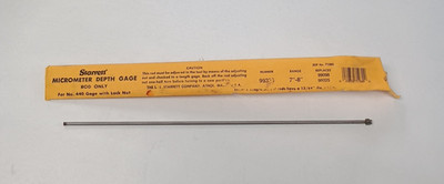 Starrett Micrometer Depth Gage Rod Only for 440 Gage W/ Lock nut 99333  7 to 8''
