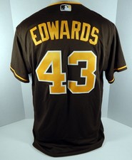 2016 San Diego Padres  Jon Edwards #43 Game Issued Brown Jersey