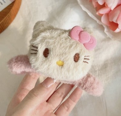 New Sanrio HELLO KITTY Claw Clip PINK Hair Clips PLUSH Double Sided Barrette