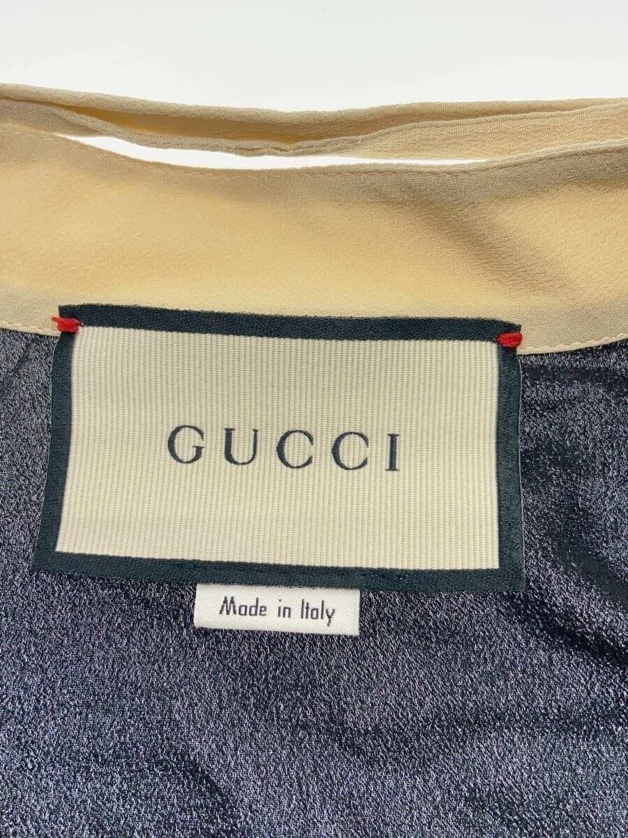 GUCCI◆グッチ/17SS/インターロッキングボタンカラーブラ/454688 ZHS03/40/シルク/BLK/無地 GUCCI blouse 17SS interlocking button collar bra 454688