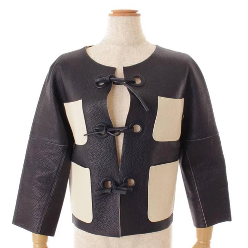 LOUIS VUITTON（LV） Giacca pelle Louis Vuitton senza colletto bianco navy prodotto originale u a