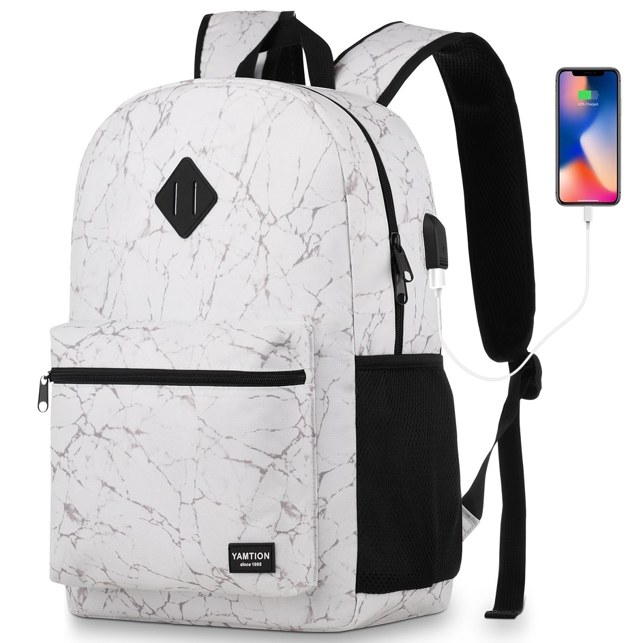 School Backpack,Classic Stone Textured Bookbag Men and Teen Boy Schoolbag wit...