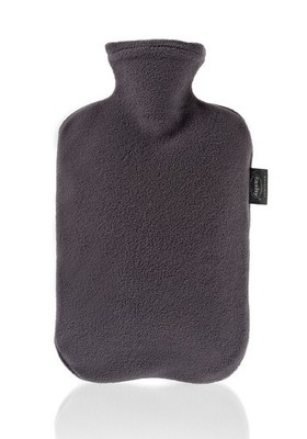 Wärmflasche mit Bezug Flauschbezug Vliesbezug Fleecebezug 2L Grau Fashy 6530-21