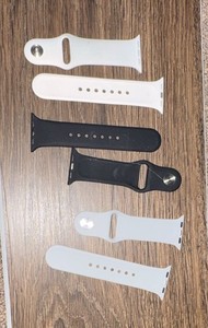 Lot of 5 Silicone Replacement Strap Bands for Apple Watch - Black & White