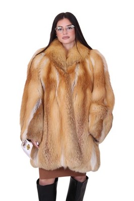 JACKET RED FOX FUR COAT FUCHS PELZMANTEL FOURRURE RENARD GIACCA PELLICCIA VOLPE
