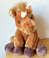 Aurora Plush Horse Pony Brown w White Spot Stuffed Animal 13inch LARGE