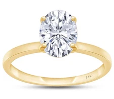 4.00 Ct DEF / VS Oval Lab Grown Diamond Ring IGI Certified 14k Yellow Gold