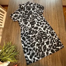 Carole Little Women Size 12 Leopard Print Short Sleeve Button Front Shirt Dress