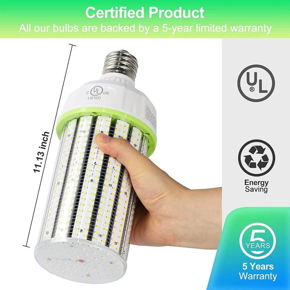 100W LED Corn Light Bulb E39 Large Base For Shoebox Wall Pack Fixture 5000K 480V - Image 4 of 4