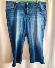 Terra Sky Women s Blue Denim Capri Jeans soft stretchy relaxed casual