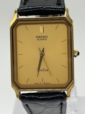 SEIKO DOLCE 7731-5210 Gold Dial Quartz Vintage Men's Watch Running