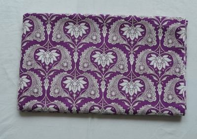Purple & White Hand Block 100%Cotton 1 Yard Fabric NO TARRIF CHARGES 100%  KK5