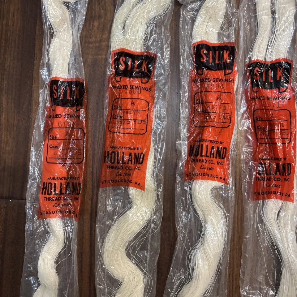 vtg Holland Thread SILK WAXED SEWING sz A White 675 Yds each Different Lot #’s - Image 2 of 3