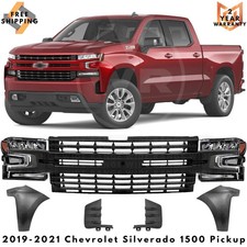 Grille Assembly & Headlights Kit For 2019-2021 Chevrolet Silverado 1500 Pickup