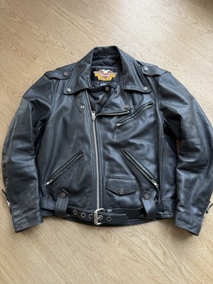 Harley-Davidson Lederjacke Bikerjacke Echtleder Schwarz GrL Made in USA Vintage