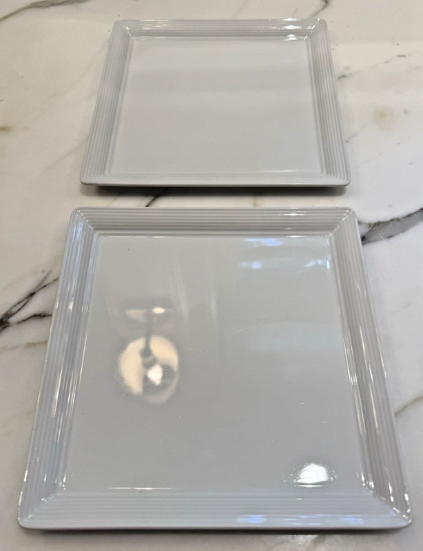Lot of 2 Rene Ozorio "Aura" White Square 8.5" Side Plates china EUC plate