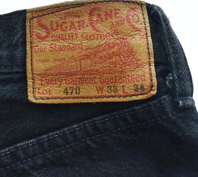 SUGAR CANE LOT470 Black Denim Jeans 33 Men's Cotton Button Fly