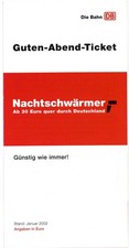 DB Deutsche Bahn – Guten-Abend-Ticket / Nachtschwärmer ab 30 Euro durch D