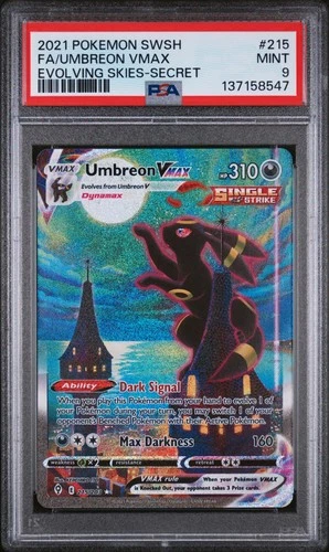 2021 POKEMON SWORD & SHIELD EVOLVING SKIES SECRET FULL ART/UMBREON VMAX PSA 9