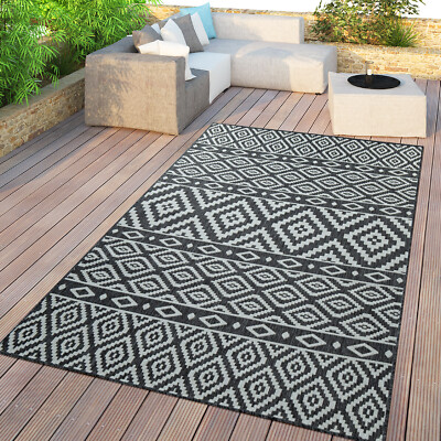 In- & Outdoor-Teppich, Für Balkon Und Terrasse Mit Skandi-Design, In Schwarz