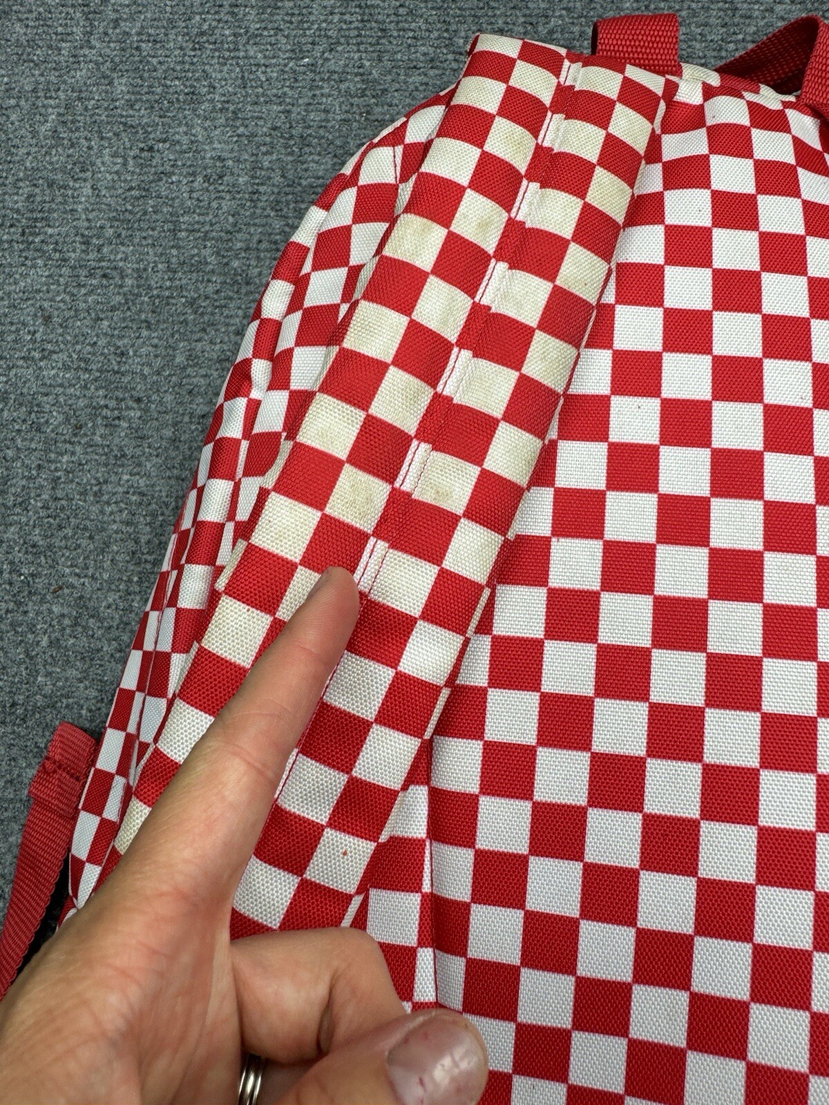 Vans Back Pack Checkered Back Pack Red White - image 7