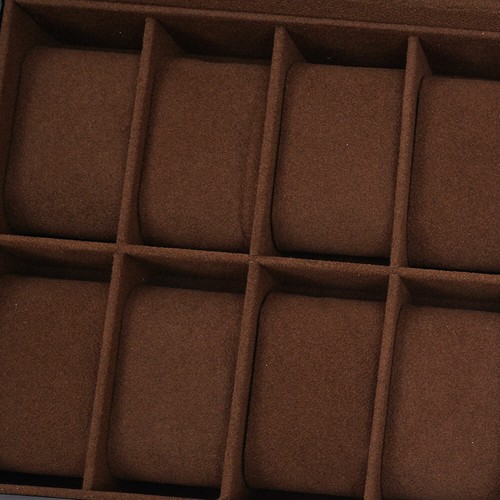 Caja de reloj organizadora de madera de 10 ranuras vitrina de almacenamiento de joyas de vidrio superior + cerradura - Imagen 10 de 14