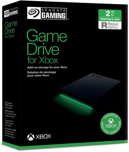 2TB Seagate Game Drive, External Hard Drive for Xbox, USB 3.2, Portable Black