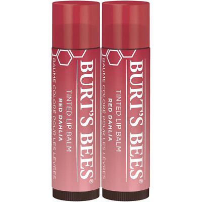 Burts Bees 100% Natural Tinted Lip Balm Red Dahlia 0.15 Oz Pack of 2