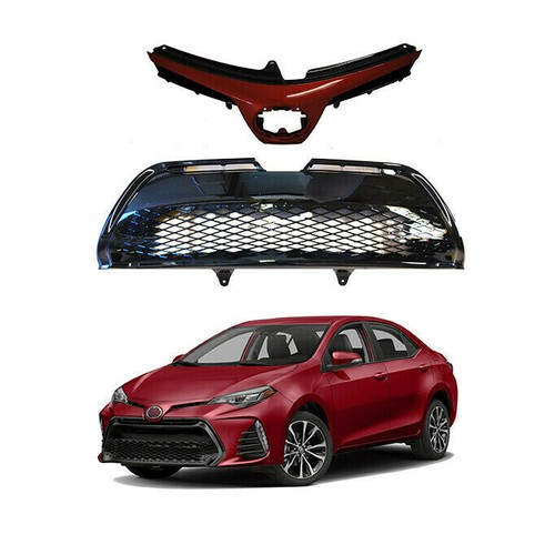 6-Piece Front Grille & LED Fog Light Kit For 2017-2019 Toyota Corolla SE/XSE