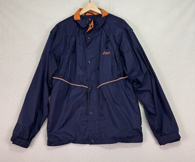 Asics Performance Gelanots Water Repellent Windbreaker Dark Blue Orange  size L