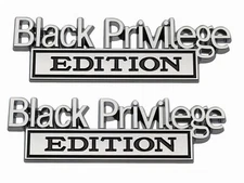 pair Metal Black Privilege Edition 3D Letter Fender Emblems Badge (Chrome+black)