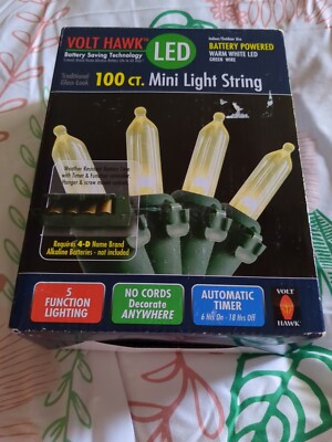 Volt Hawk Battery Powered LED Warm White 100 Ct Mini Lights New Free Ship