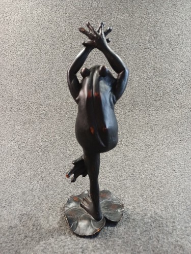 Yoga Frog Sculpture Resin 9.5" Tall Bronze Look - Picture 8 of 16