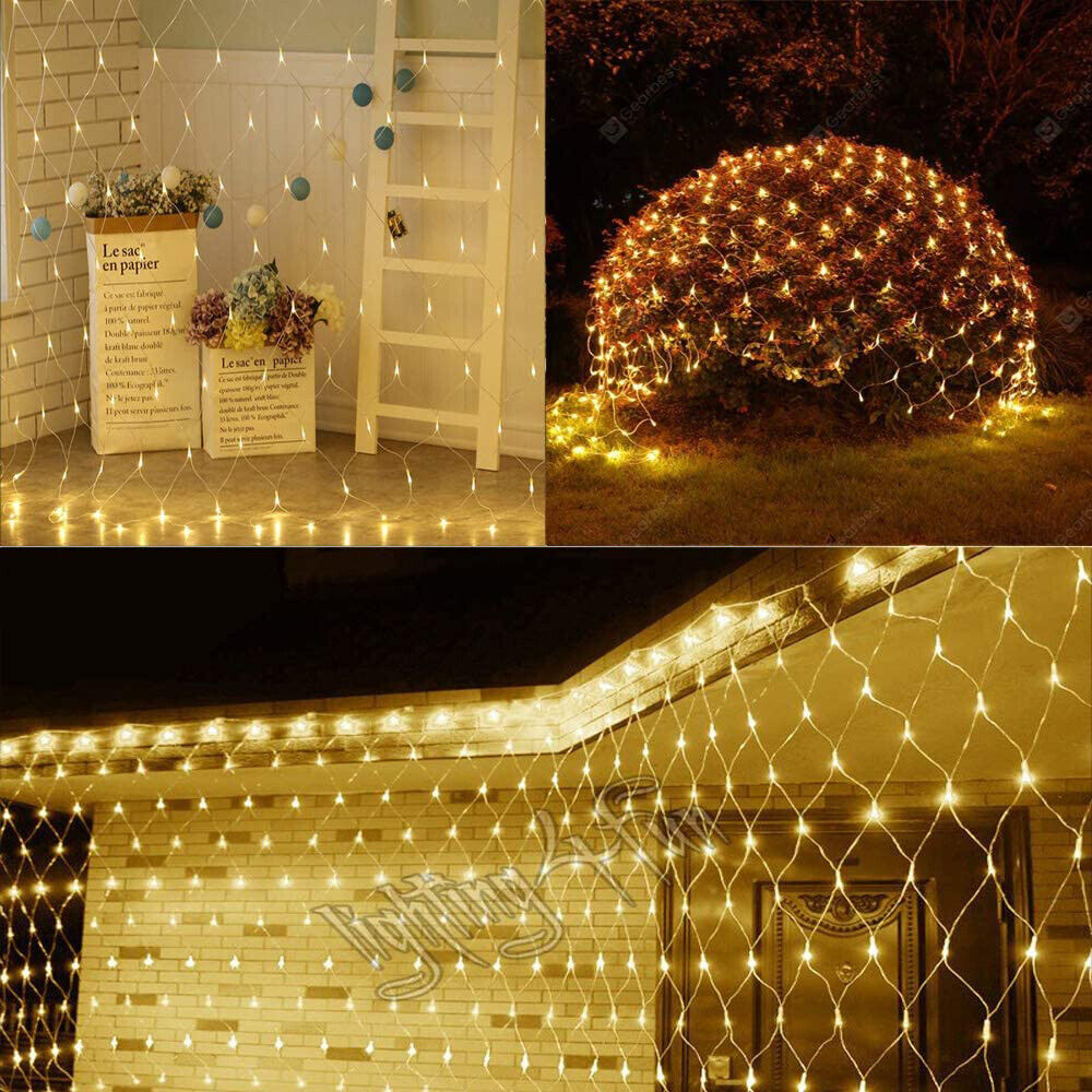 LED Lichternetz 2x2m 3x2m 6x4m Weihnachten Lichtervorhang Lichterkette In&  Außen