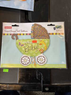 Fisher Price Foil Balloon “Welcome Baby”Green Stroller XL 28x31 NOS Shower 